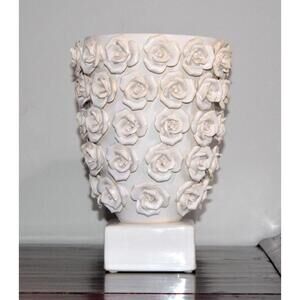 PTMD Vase Footed 3D Rose Decorative Porcelain 10.25"